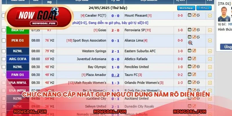 Chức năng cập nhật tức thì giúp người dùng nắm rõ diễn biến từng phút