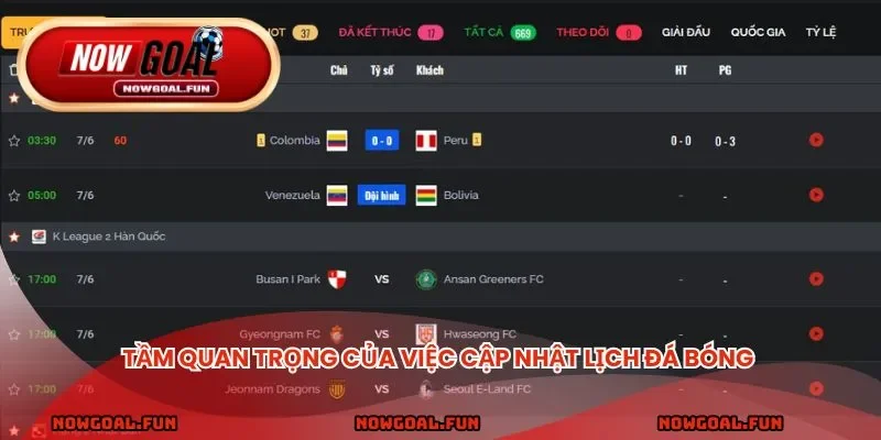Tầm quan trọng của việc cập nhật lịch đá bóng đối với người chơi cá cược
